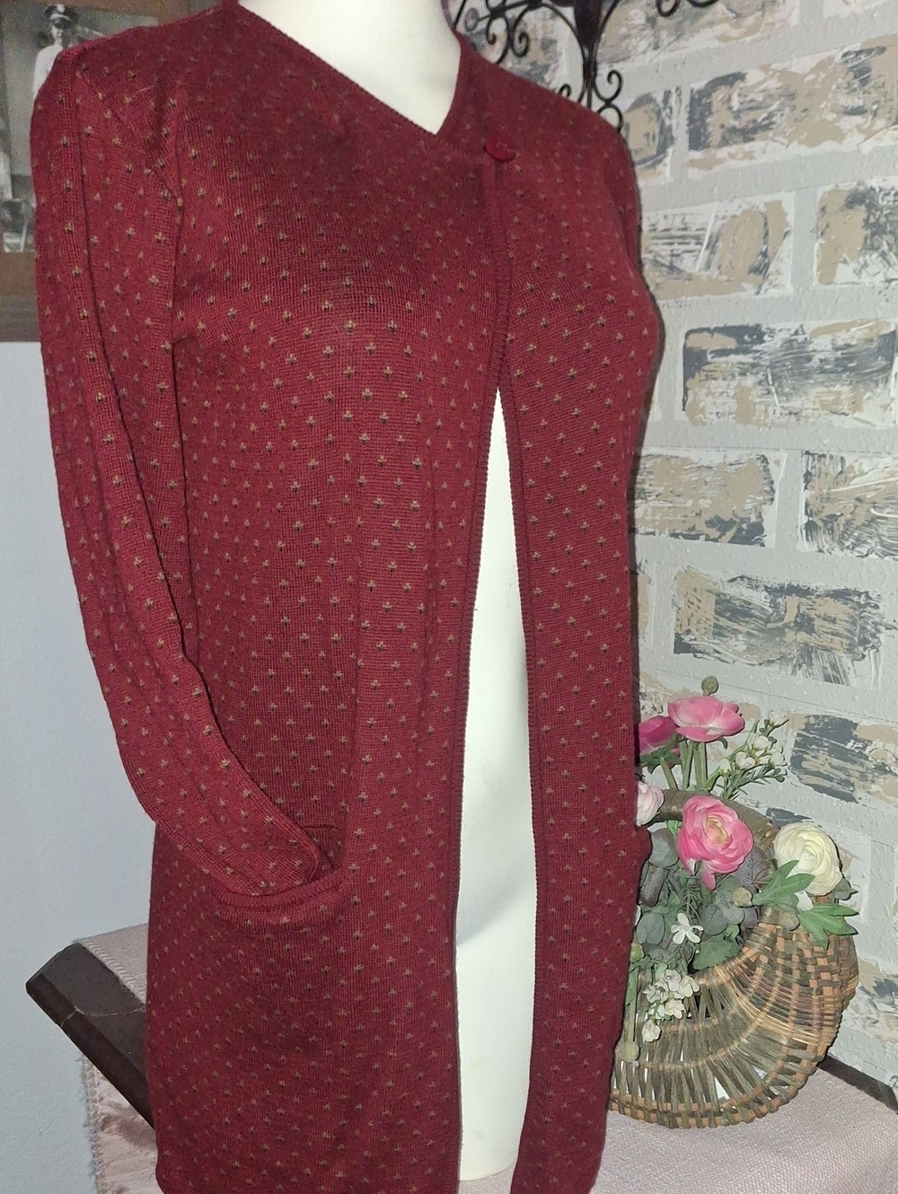 Christian Dior Burgundy Knit Cardigan
